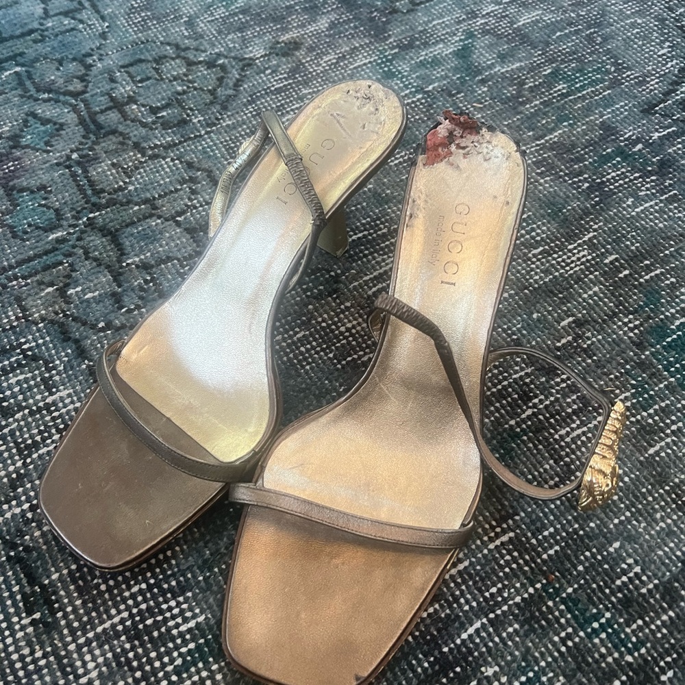 Gold Gucci Heels with gold embellishment size 40.5